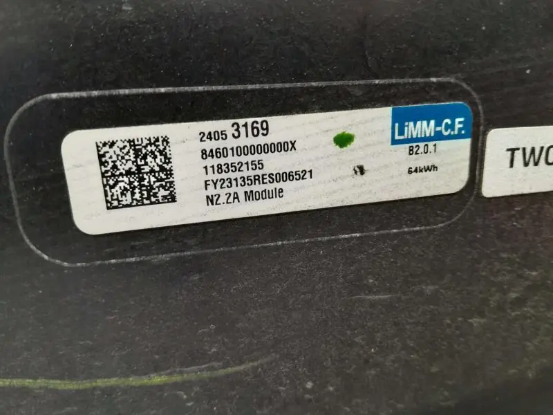 Chevrolet Bolt EV 2020 pack labeled 65 kWh battery pack