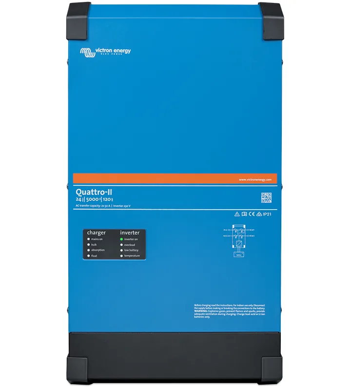 Victron Quattro-II 48/5000/70-50-50 230V Inverter-charger, single-phase, two AC inputs (ESS) battery pack